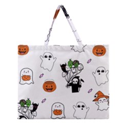 Halloween Jack O Lantern Vector Zipper Large Tote Bag by Ravend