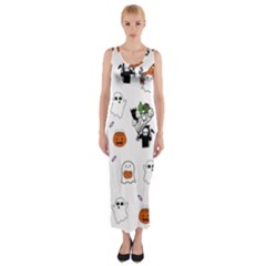 Halloween Jack O Lantern Vector Fitted Maxi Dress by Ravend