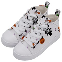 Halloween Jack O Lantern Vector Kids  Mid-top Canvas Sneakers by Ravend