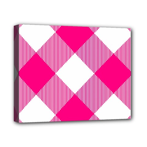 Pink And White Diagonal Plaids Canvas 10  X 8  (stretched) by ConteMonfrey