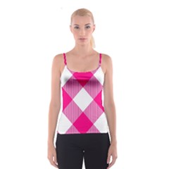 Pink And White Diagonal Plaids Spaghetti Strap Top by ConteMonfrey