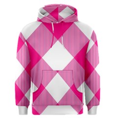 Pink And White Diagonal Plaids Men s Core Hoodie by ConteMonfrey