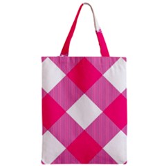 Pink And White Diagonal Plaids Zipper Classic Tote Bag by ConteMonfrey