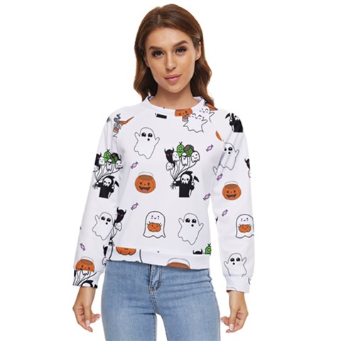 Halloween Jack O Lantern Vector Women s Long Sleeve Raglan Tee by Ravend