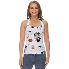 Halloween Jack O Lantern Vector Basic Halter Top by Ravend