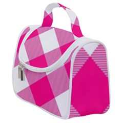 Pink And White Diagonal Plaids Satchel Handbag by ConteMonfrey