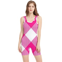 Pink And White Diagonal Plaids Women s Wrestling Singlet by ConteMonfrey