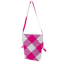 Pink And White Diagonal Plaids Folding Shoulder Bag by ConteMonfrey