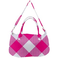 Pink And White Diagonal Plaids Removal Strap Handbag by ConteMonfrey