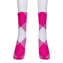 Pink And White Diagonal Plaids Crew Socks by ConteMonfrey