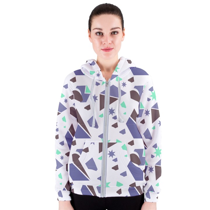 Seamless Pattern Geometric Texture Women s Zipper Hoodie