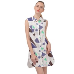 Seamless Pattern Geometric Texture Sleeveless Shirt Dress by Ravend