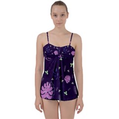 Monstera Leaves Plant Tropical Nature Babydoll Tankini Set by Ravend