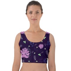 Monstera Leaves Plant Tropical Nature Velvet Crop Top by Ravend