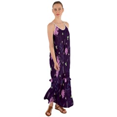 Monstera Leaves Plant Tropical Nature Cami Maxi Ruffle Chiffon Dress by Ravend