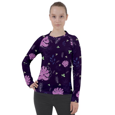 Monstera Leaves Plant Tropical Nature Women s Pique Long Sleeve Tee by Ravend