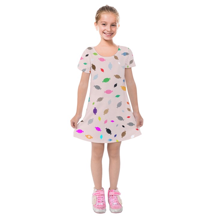 Bottle Pattern Water Flat Kids  Short Sleeve Velvet Dress