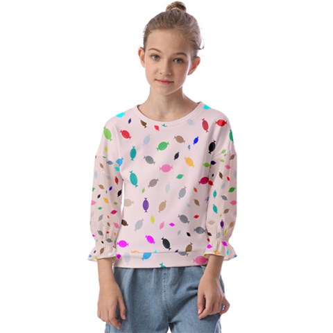 Bottle Pattern Water Flat Kids  Cuff Sleeve Top by Ravend