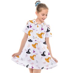 Witch Hat Witch Magic Halloween Kids  Short Sleeve Shirt Dress by Ravend