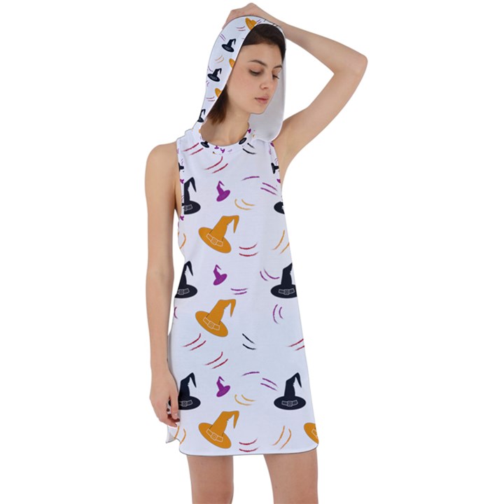 Witch Hat Witch Magic Halloween Racer Back Hoodie Dress