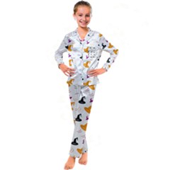 Witch Hat Witch Magic Halloween Kid s Satin Long Sleeve Pajamas Set by Ravend