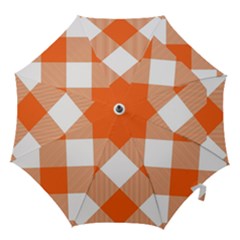 Orange and white diagonal plaids Hook Handle Umbrellas (Medium)