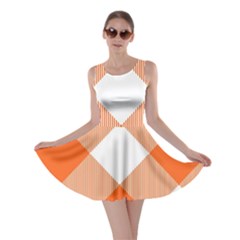 Orange and white diagonal plaids Skater Dress