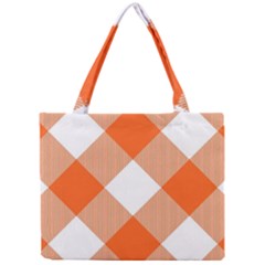 Orange and white diagonal plaids Mini Tote Bag