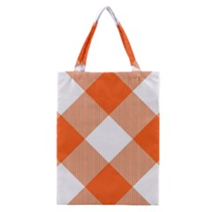 Orange and white diagonal plaids Classic Tote Bag