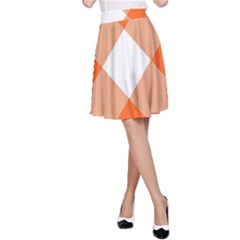 Orange And White Diagonal Plaids A-line Skirt by ConteMonfrey