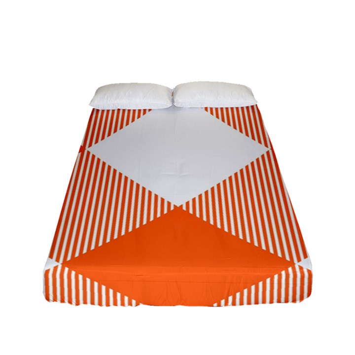 Orange and white diagonal plaids Fitted Sheet (Full/ Double Size)