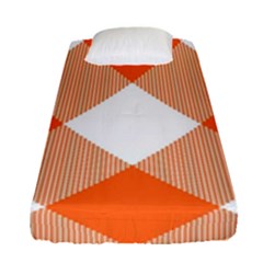 Orange and white diagonal plaids Fitted Sheet (Single Size)