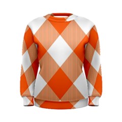 Orange and white diagonal plaids Women s Sweatshirt