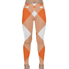 Orange and white diagonal plaids Classic Yoga Leggings