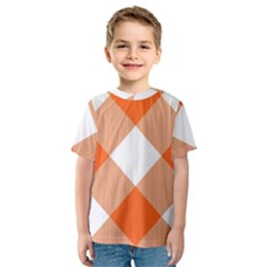 Orange and white diagonal plaids Kids  Sport Mesh Tee