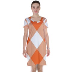 Orange and white diagonal plaids Short Sleeve Nightdress