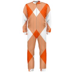 Orange and white diagonal plaids OnePiece Jumpsuit (Men)