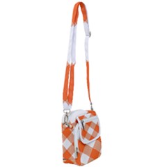 Orange and white diagonal plaids Shoulder Strap Belt Bag