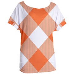 Orange and white diagonal plaids Women s Oversized Tee