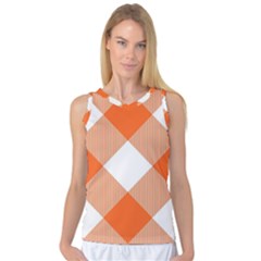 Orange and white diagonal plaids Women s Basketball Tank Top