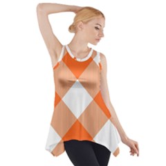 Orange and white diagonal plaids Side Drop Tank Tunic