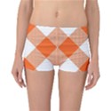 Orange and white diagonal plaids Reversible Boyleg Bikini Bottoms View1