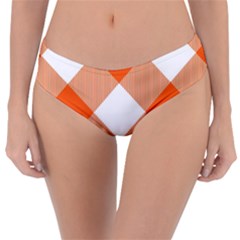 Orange and white diagonal plaids Reversible Classic Bikini Bottoms