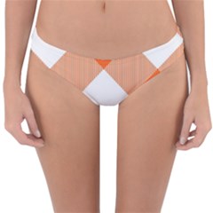 Orange and white diagonal plaids Reversible Hipster Bikini Bottoms