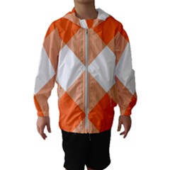 Orange and white diagonal plaids Kids  Hooded Windbreaker