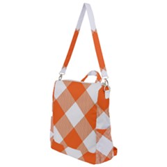 Orange and white diagonal plaids Crossbody Backpack