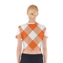 Orange and white diagonal plaids Cotton Crop Top View2