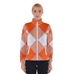 Orange and white diagonal plaids Women s Bomber Jacket