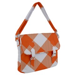 Orange and white diagonal plaids Buckle Messenger Bag