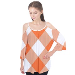 Orange and white diagonal plaids Flutter Tees